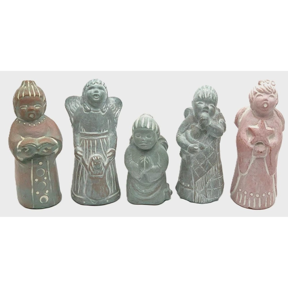 5 Isabel Bloom Signed Angels Color-washed Figurines Approx 4in Vintage 1980s-90s
